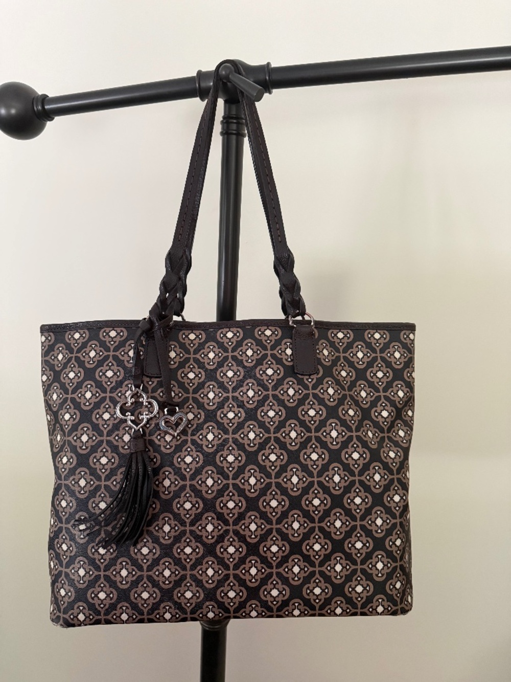 Brighton Renata Zip Tote Carryall Chocolate Brown Toledo Print